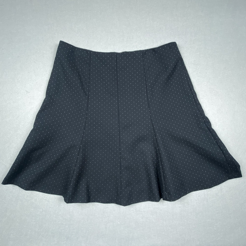 Ann Taylor Navy Blue Wool Blend Micro Dot Flared A-Line Mini Skirt Womens 4